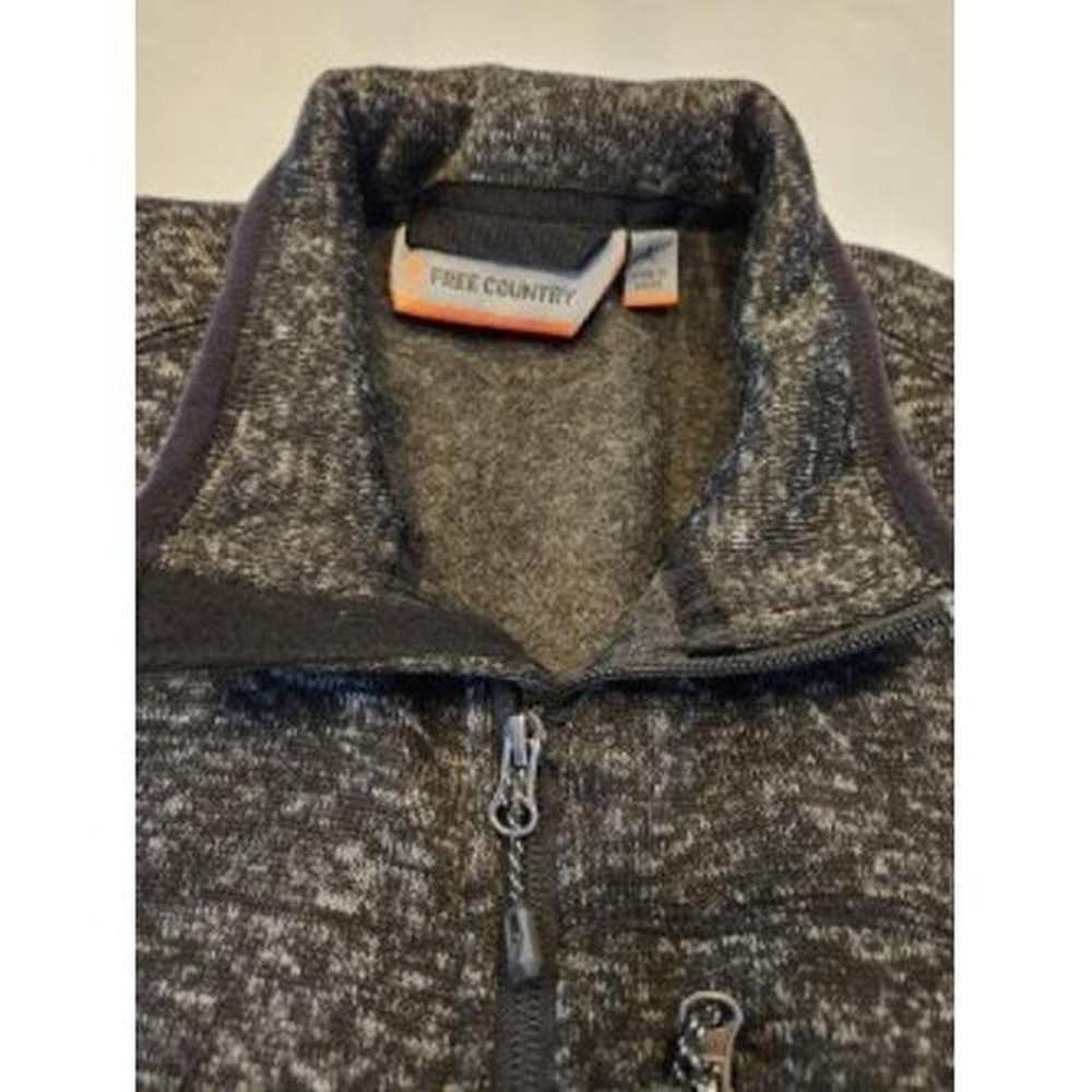 Free Country Men's Gray Black Fleece Vest Zip Up With Pockets-L